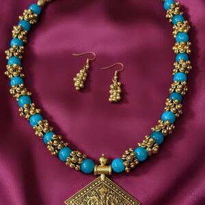 turquoise rajwadi pendant set